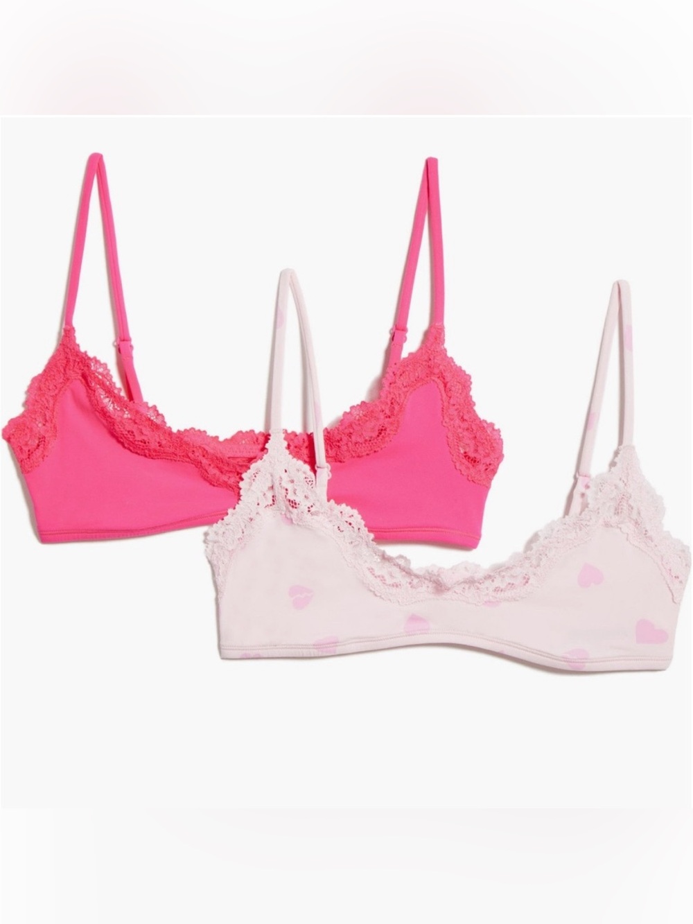 NEW Skims Lace Trim Bralette - Hot Pink Flamingo & Light Pink Heartbreaker